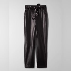 Babaton Black Vegan Leather Belted Pant - Aritzia